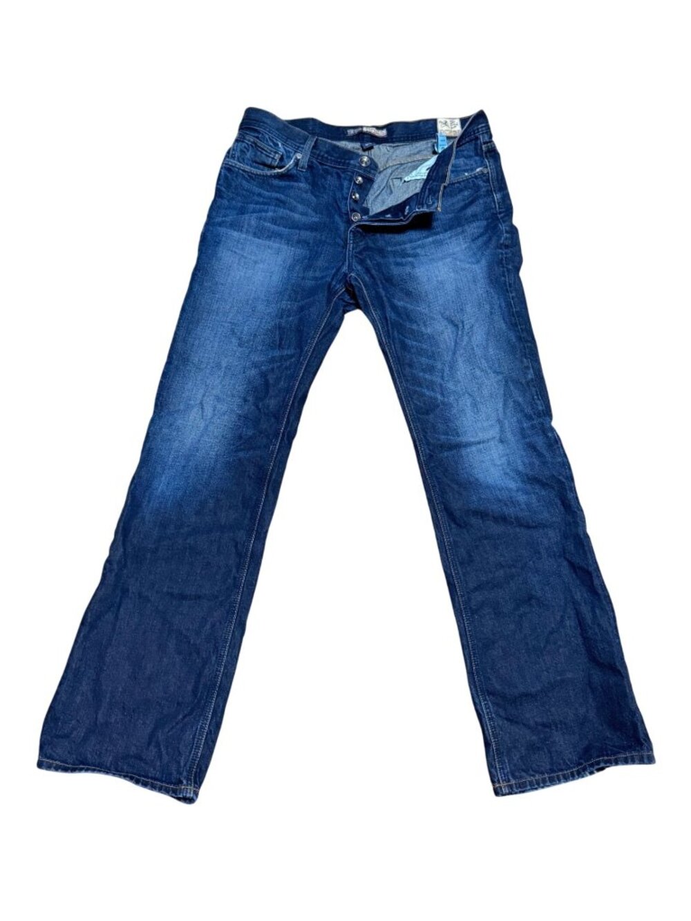 Straight Leg Button Fly Jeans Sz 36x34 USA MADE Dylan George Relaxed Fit Mens